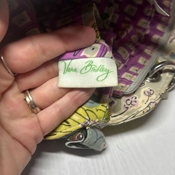 Vera Bradley Watercolor Gray Purple Floral Tote Handbag Purse Shoulder Bag - Picture 8 of 11